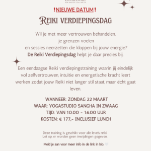 Reiki verdiepingstraining 22 maart 2026