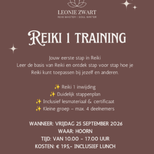 Reiki niveau 1 training vrijdag 25 september 2026