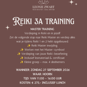 Reiki niveau 3a training zondag 27 september 2026