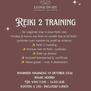 Reiki niveau 2 training maandag 19 oktober 2026