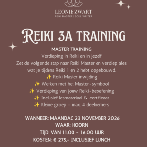 Reiki niveau 3a training maandag 23 november 2026